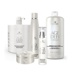 Produits capillaires Fauvert Age Défi, gamme anti-âge utilisée dans le salon La P’tite Brune à Saumur pour revitaliser les cheveux matures